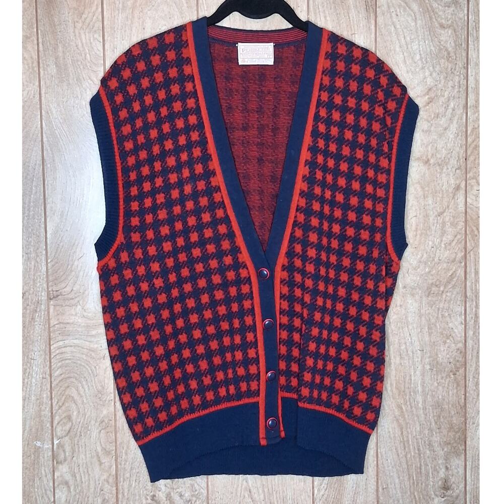Ladies Vintage Pendleton 100% Pure Virgin Wool Sweater Vest Made in USA Size L